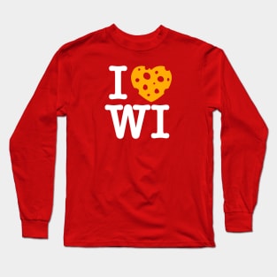 I Love Wisconsin - Madison Red Background Long Sleeve T-Shirt